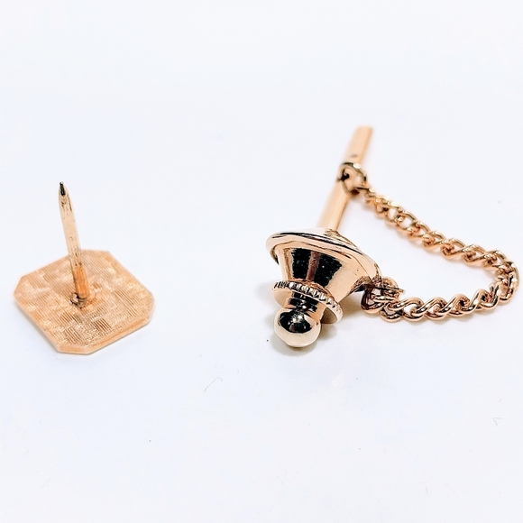 Letter J Initial Tie Lapel Pin & Chain Gold Tone Men's Jewelry #1287 - Picture 8 of 9